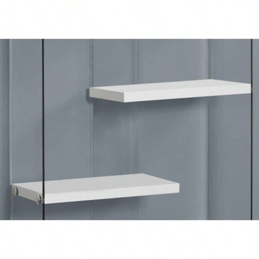 Bookshelf, Bookcase, Etagere, 5 Tier, 60h, Office, Bedroom, Glossy White Laminate, Tempered Glass, Contemporary, Modern