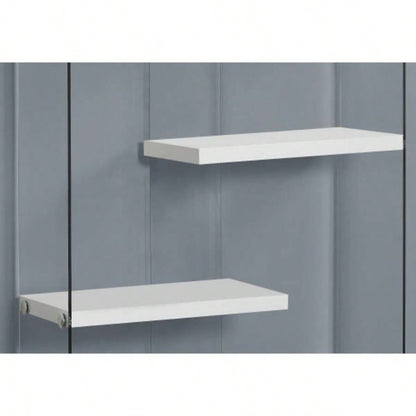 Bookshelf, Bookcase, Etagere, 5 Tier, 60h, Office, Bedroom, Glossy White Laminate, Tempered Glass, Contemporary, Modern