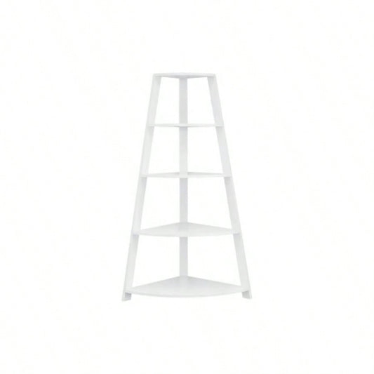 Bookshelf, Bookcase, Etagere, Corner, 4 Tier, 60h, Office, Bedroom, White Laminate, Contemporary, Modern