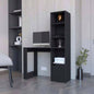 Peterson Computer Desk with 4 - Tier Bookcase and 1 - Door Cabinet Black