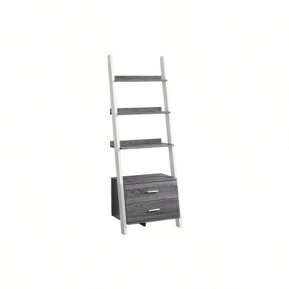 Bookshelf, Bookcase, Etagere, Ladder, 4 Tier, 69h, Office, Bedroom, And White Laminate, Contemporary, Modern