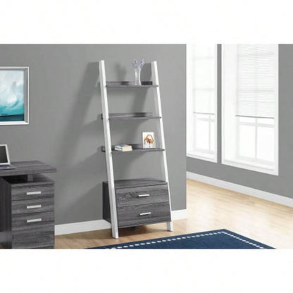 Bookshelf, Bookcase, Etagere, Ladder, 4 Tier, 69h, Office, Bedroom, And White Laminate, Contemporary, Modern