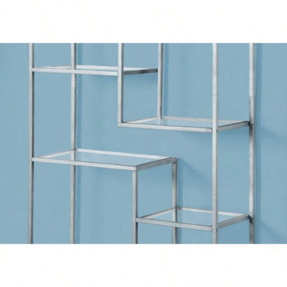 Bookshelf, Bookcase, Etagere, 72h, Office, Bedroom, Tempered Glass, Metal, Contemporary, Modern
