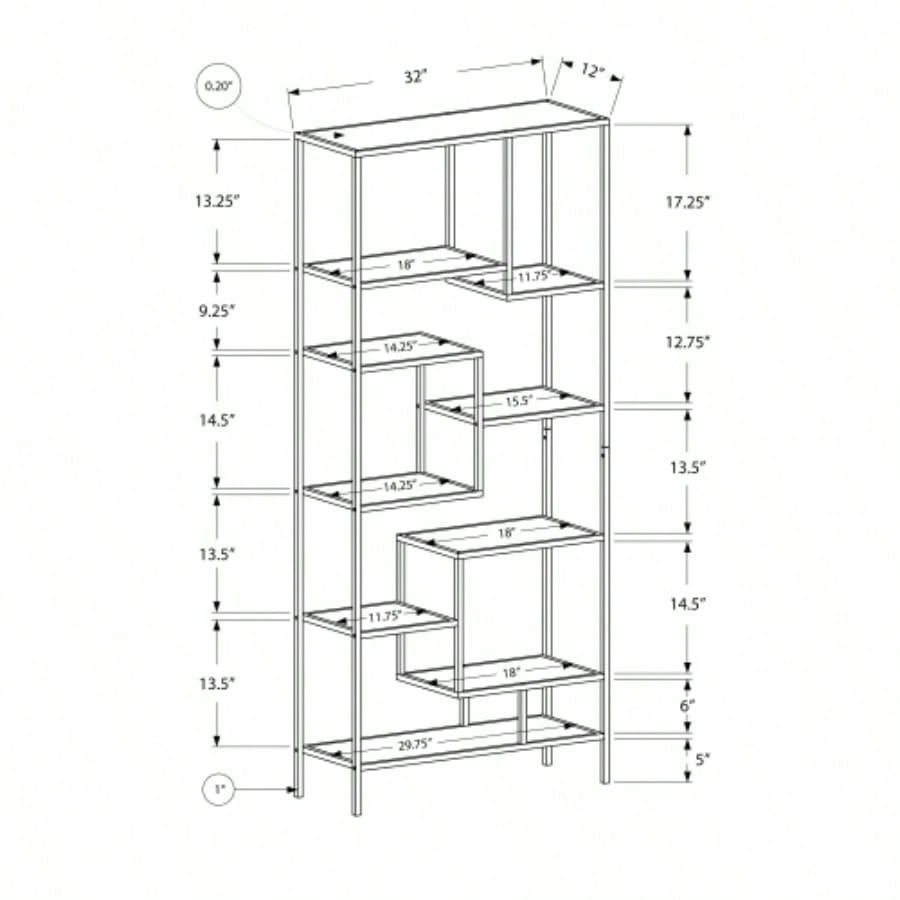 Bookshelf, Bookcase, Etagere, 72h, Office, Bedroom, Tempered Glass, Metal, Contemporary, Modern