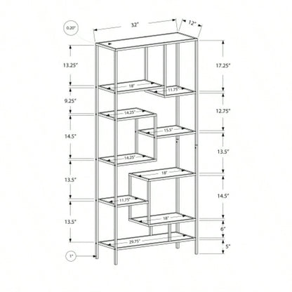 Bookshelf, Bookcase, Etagere, 72h, Office, Bedroom, Tempered Glass, Metal, Contemporary, Modern