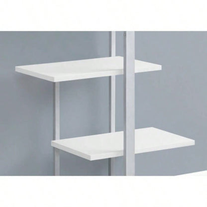 Bookshelf, Bookcase, Etagere, 5 Tier, 60h, Office, Bedroom, White Laminate, Metal, Contemporary, Modern