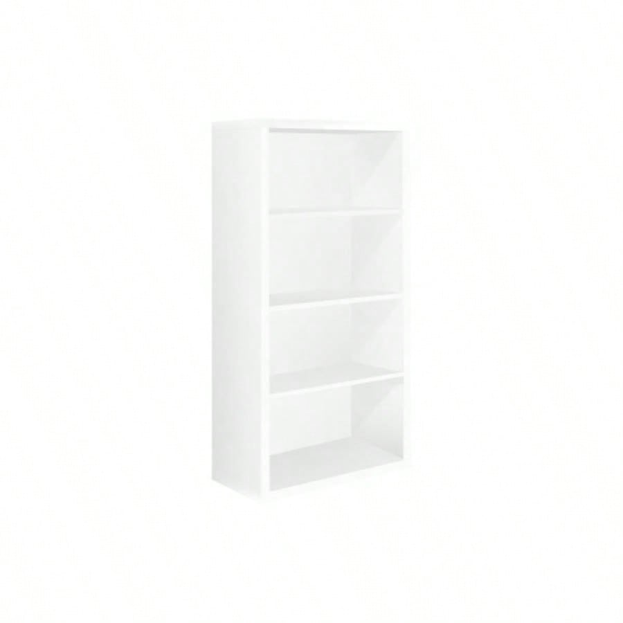 Bookshelf, Bookcase, Etagere, 5 Tier, 48h, Office, Bedroom, White Laminate, Contemporary, Modern