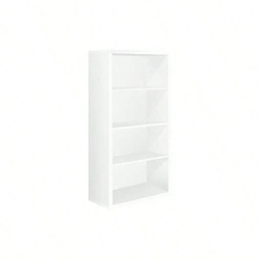 Bookshelf, Bookcase, Etagere, 5 Tier, 48h, Office, Bedroom, White Laminate, Contemporary, Modern