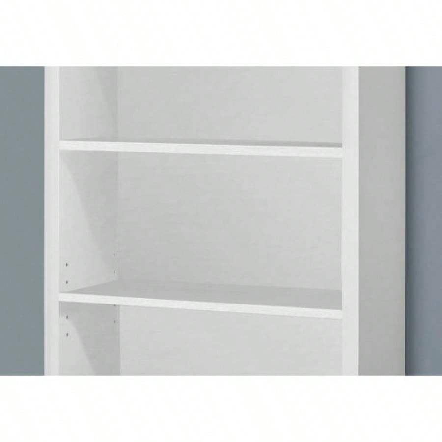 Bookshelf, Bookcase, Etagere, 5 Tier, 48h, Office, Bedroom, White Laminate, Contemporary, Modern