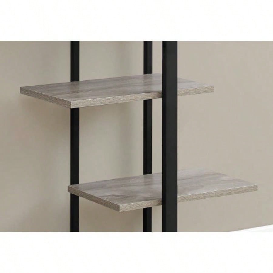 Bookshelf, Bookcase, Etagere, 5 Tier, 60h, Office, Bedroom, Brown Laminate, Black Metal, Contemporary, Modern