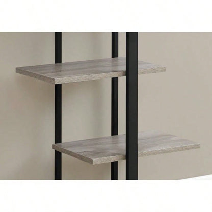 Bookshelf, Bookcase, Etagere, 5 Tier, 60h, Office, Bedroom, Brown Laminate, Black Metal, Contemporary, Modern