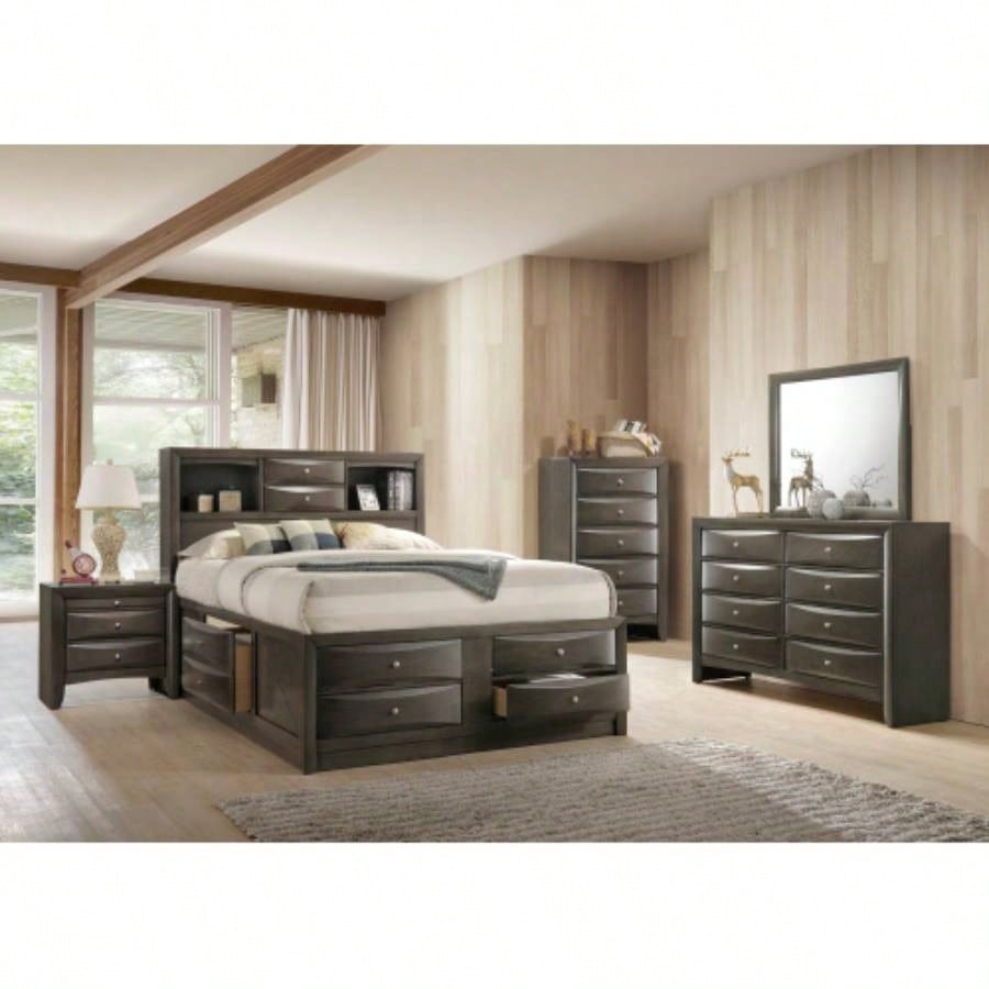 1pc Contemporary Captains Platform Bed Bookcase Shelves Headboard Side Storage Solid Wood Wooden Bedroom Furniture