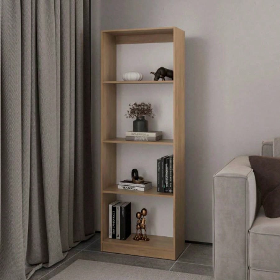 Verdi Bookcase, 5 Shelves, Macadamia/White Manufactured Wood