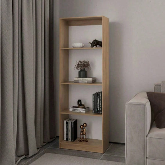 Verdi Bookcase, 5 Shelves, Macadamia/White Manufactured Wood