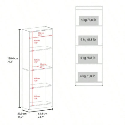 Verdi Bookcase, 5 Shelves, Macadamia/White Manufactured Wood