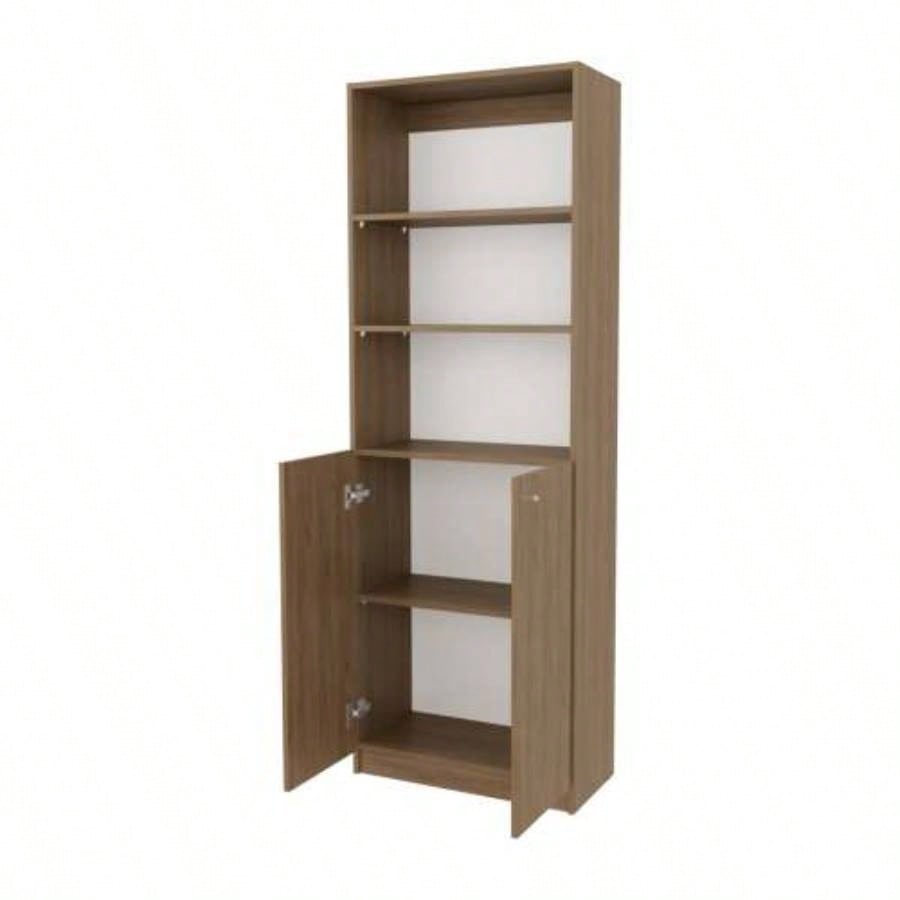 Natural Oak and White 2 - Door Bookcase with Open Storage