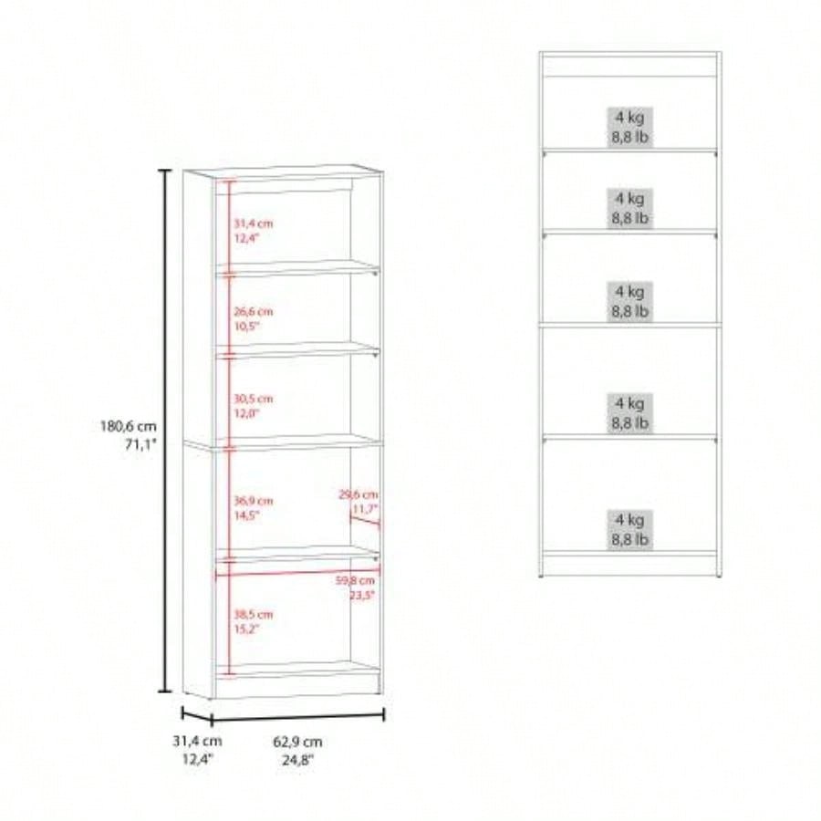 Natural Oak and White 2 - Door Bookcase with Open Storage