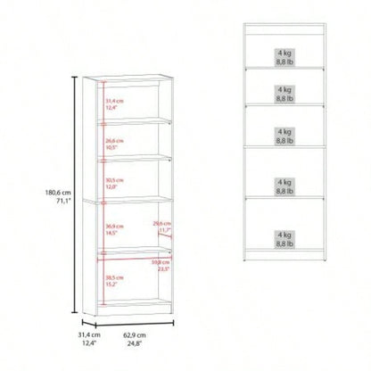 Natural Oak and White 2 - Door Bookcase with Open Storage