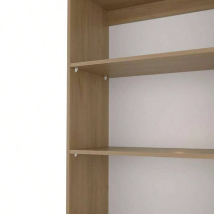 Dam Bookcase with Open Storage and 5 Shelves, Natural Oak and White