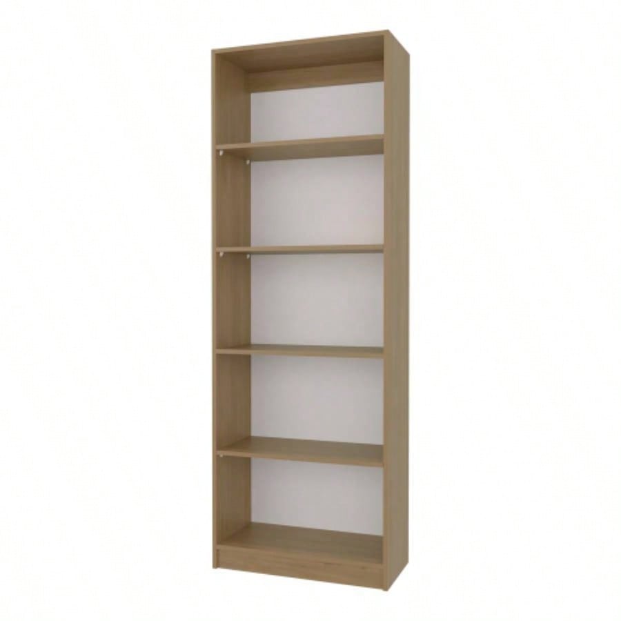Dam Bookcase with Open Storage and 5 Shelves, Natural Oak and White