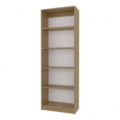 Dam Bookcase with Open Storage and 5 Shelves, Natural Oak and White