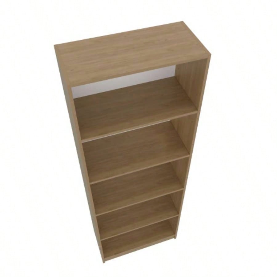 Dam Bookcase with Open Storage and 5 Shelves, Natural Oak and White