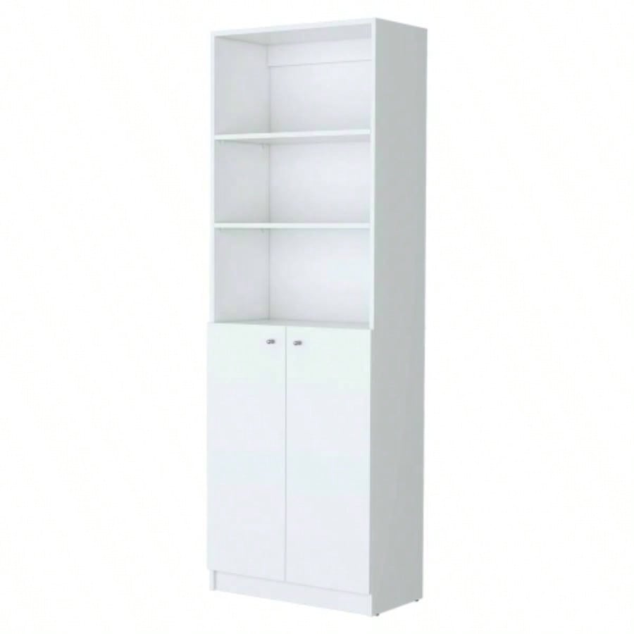 Sutton 2 - Door Bookcase, Storage with Multi - Level Shelves and Double Door Design
