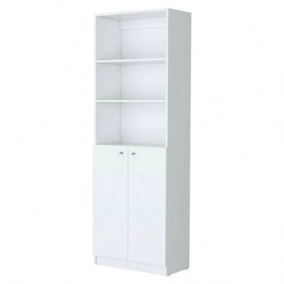 Sutton 2 - Door Bookcase, Storage with Multi - Level Shelves and Double Door Design