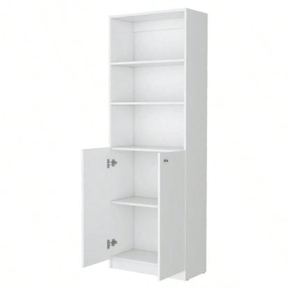 Sutton 2 - Door Bookcase, Storage with Multi - Level Shelves and Double Door Design