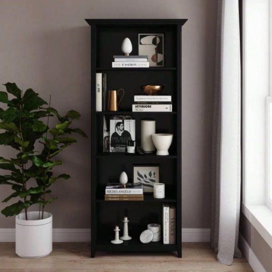 Amherst 30 inch Solid Wood 5 Shelf Bookcase in Black