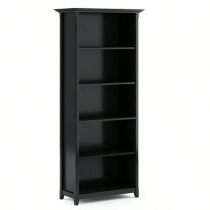 Amherst 30 inch Solid Wood 5 Shelf Bookcase in Black