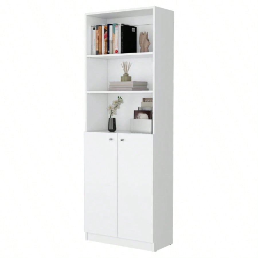 Sutton 2 - Door Bookcase, Storage with Multi - Level Shelves and Double Door Design