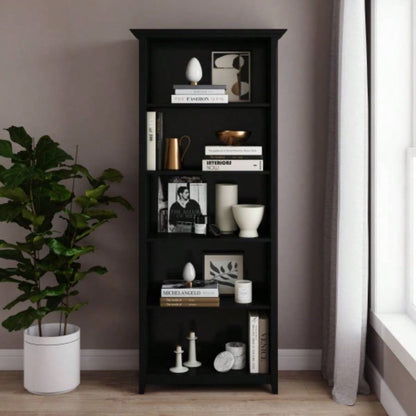 Amherst 30 inch Solid Wood 5 Shelf Bookcase in Black
