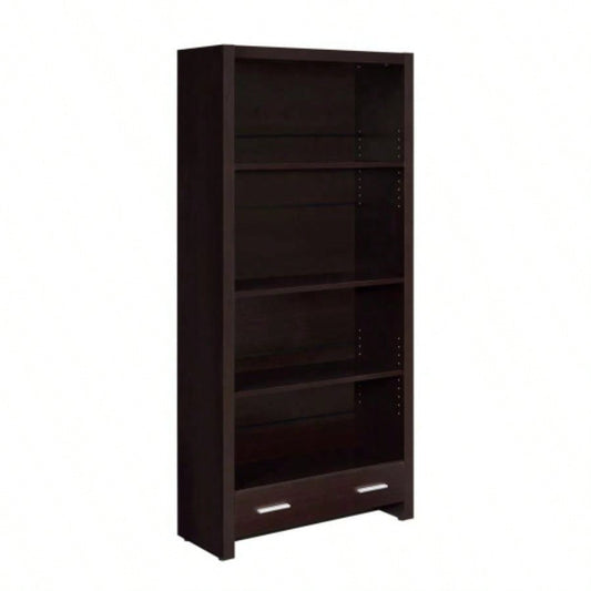 4 - Shelf Bookcase with Storage Drawer in Cappuccino