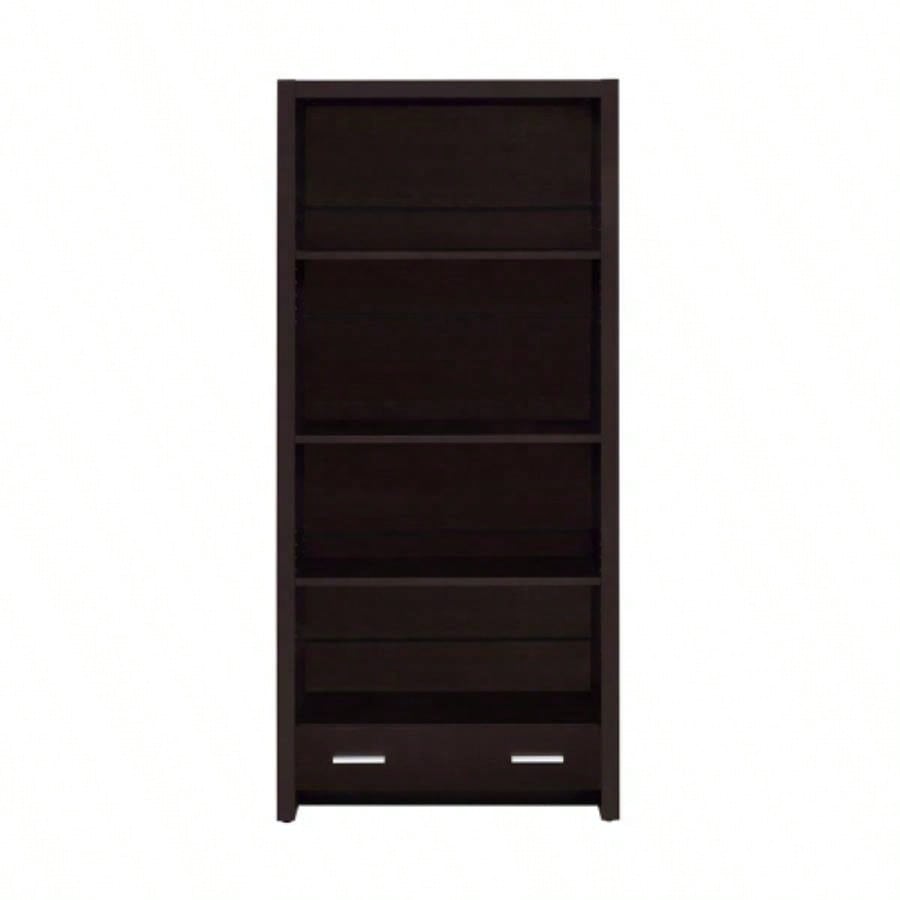 4 - Shelf Bookcase with Storage Drawer in Cappuccino