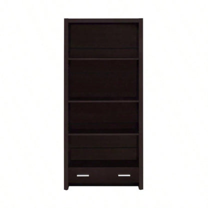 4 - Shelf Bookcase with Storage Drawer in Cappuccino