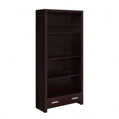 4 - Shelf Bookcase with Storage Drawer in Cappuccino