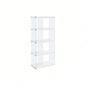 Bookshelf, Bookcase, Etagere, 5 Tier, 60h, Office, Bedroom, Glossy White Laminate, Tempered Glass, Contemporary, Modern
