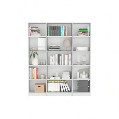 Bartow 3 Piece Home Bookcase set, 60 Wide with 15 Shelves, Living Room Set Set White