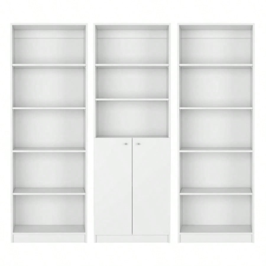 Penrose 3 Piece Living Room Set with 3 Bookcases, White
