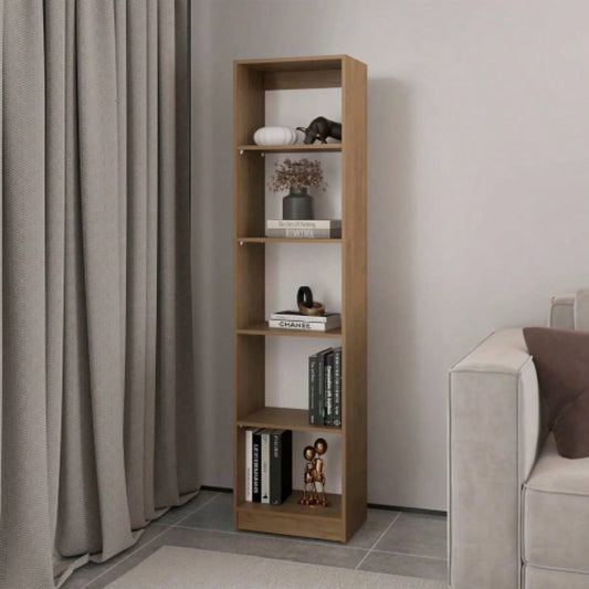 Verdi Bookcase, 5 Shelves, Macadamia/White Manufactured Wood