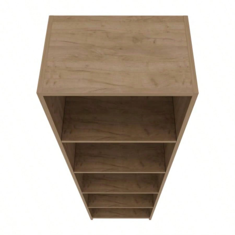 Verdi Bookcase, 5 Shelves, Macadamia/White Manufactured Wood