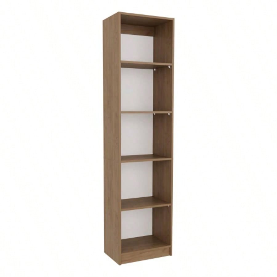 Verdi Bookcase, 5 Shelves, Macadamia/White Manufactured Wood