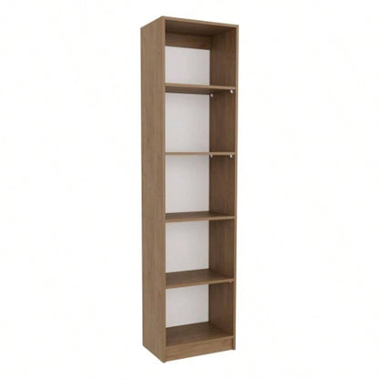 Verdi Bookcase, 5 Shelves, Macadamia/White Manufactured Wood