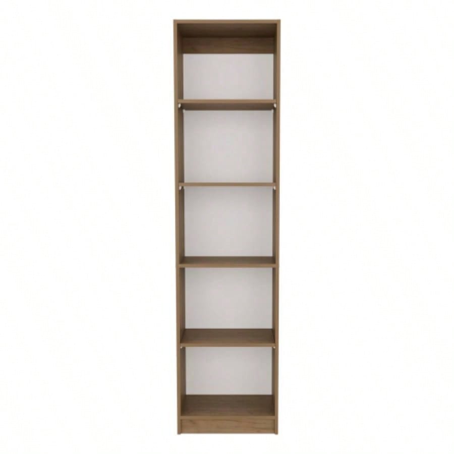 Verdi Bookcase, 5 Shelves, Macadamia/White Manufactured Wood