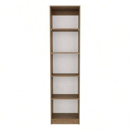 Verdi Bookcase, 5 Shelves, Macadamia/White Manufactured Wood