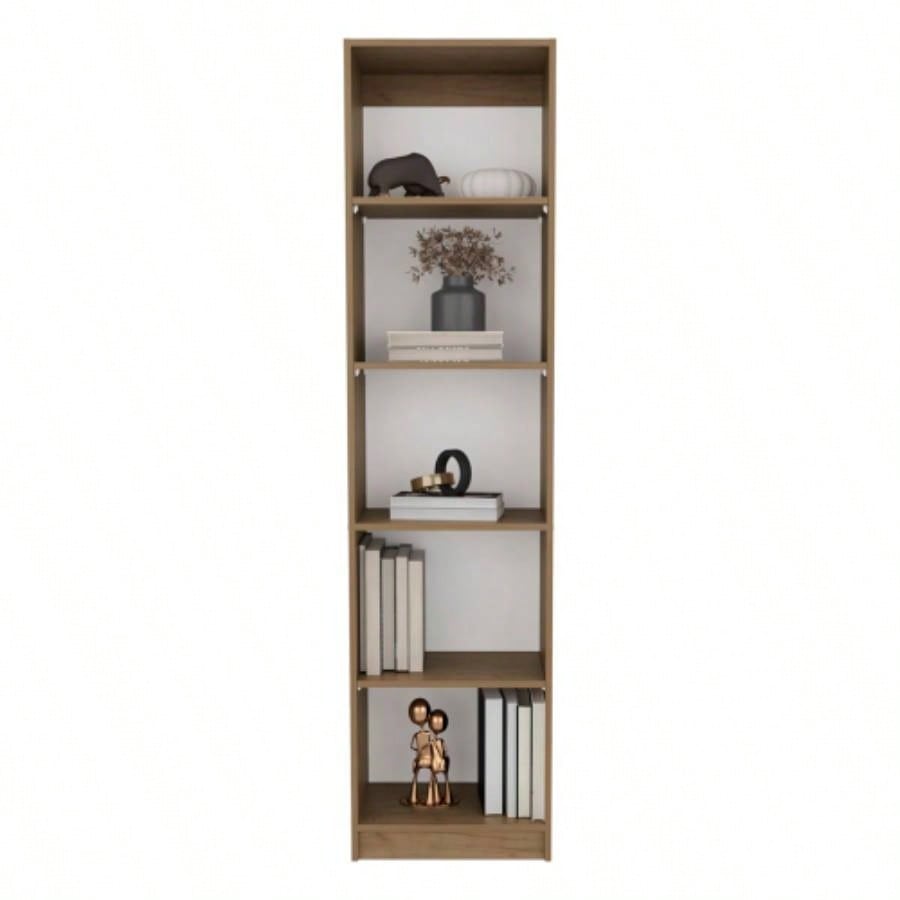 Verdi Bookcase, 5 Shelves, Macadamia/White Manufactured Wood