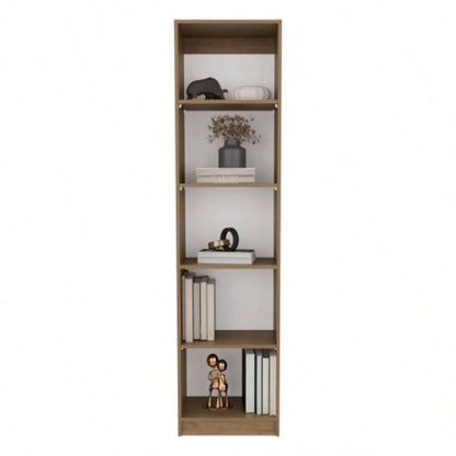 Verdi Bookcase, 5 Shelves, Macadamia/White Manufactured Wood