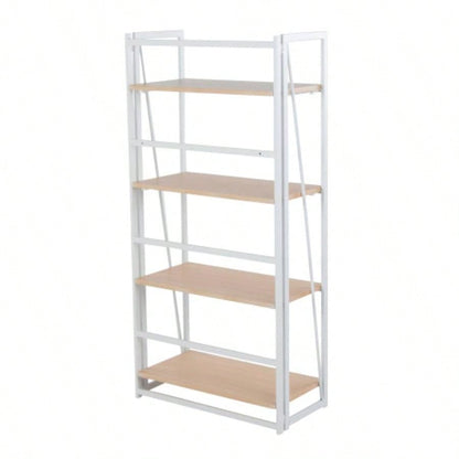 Dakota Contemporary Bookcase in White Painted Metal and Natural Wood by LumiSource