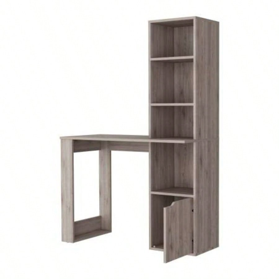 Riverton Computer Desk with Bookcase 4 - Tier Shelf and Cabinet